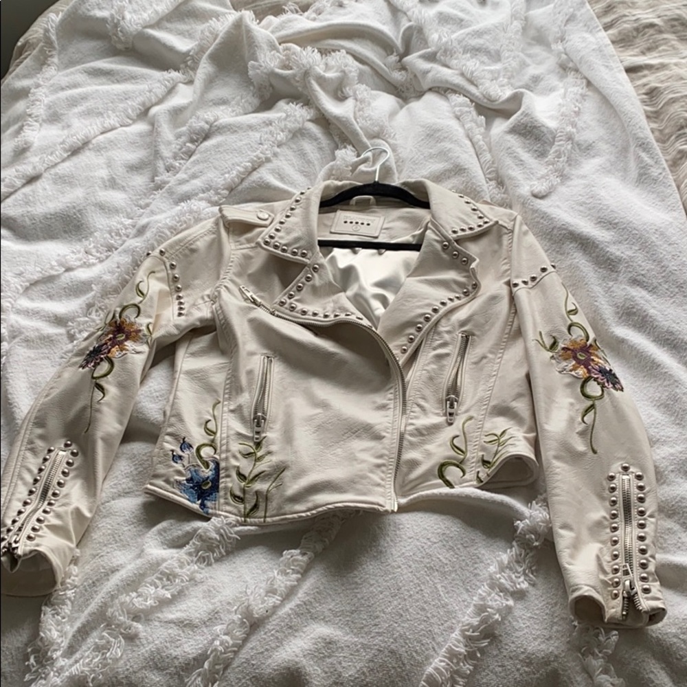 White faux leather western style jacket